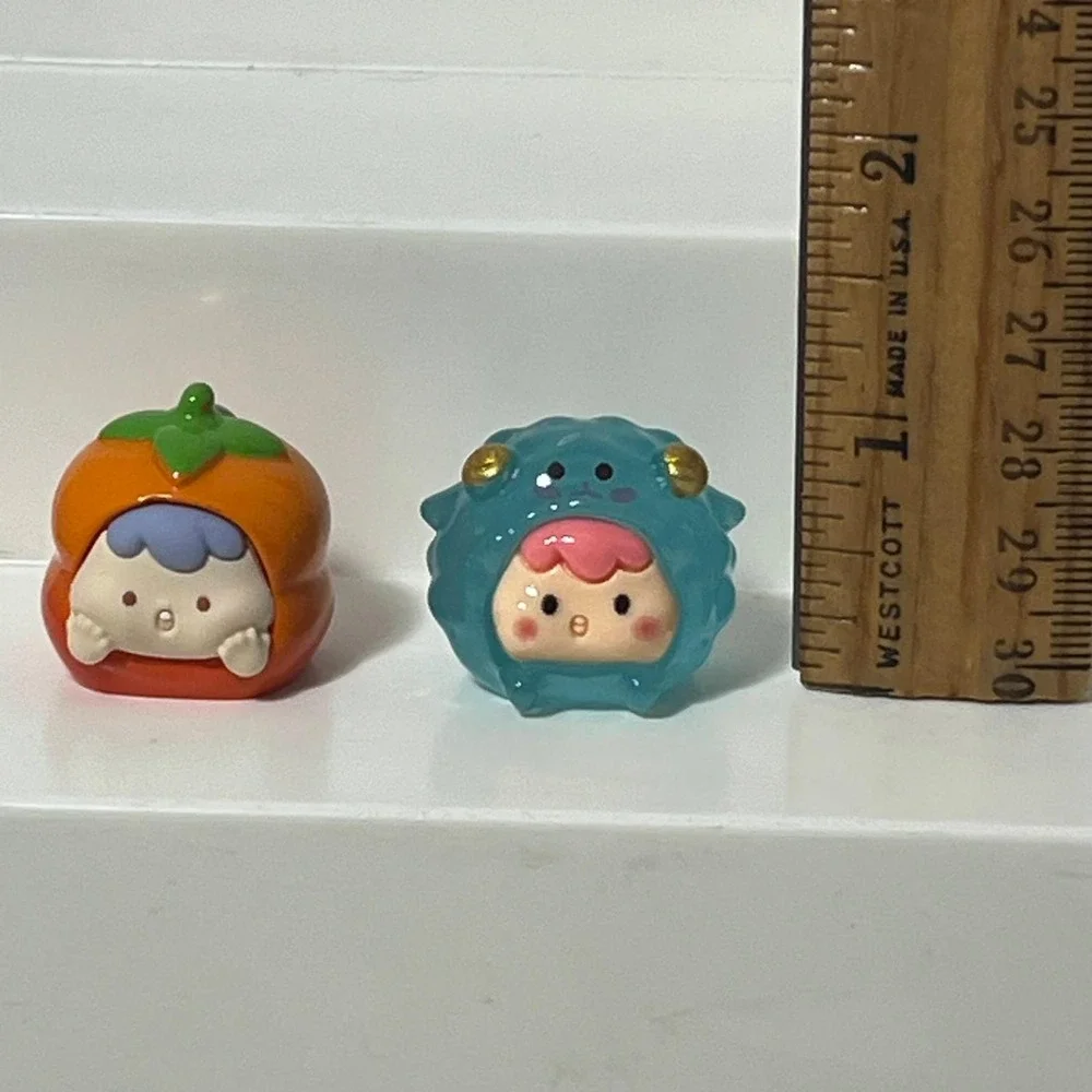 ZAIZAI Lot of 3 Mini Bean Figures Dream Into Dunhuang Persimmon Blue Keychain